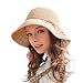 RIONA Women's Summer Hand-Woven Foldable Wide Brim Fisherman 100% Raffia Straw Sun Hat(Beige)
