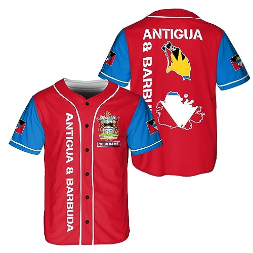 Leeprints Personalized Antigua and Barbuda Jersey, Antiguan and Barbudan Soccer Shirt Baseball Antigua and Barbuda Pride Flag