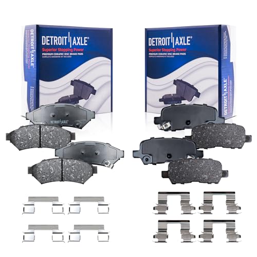 Image of Detroit Axle - Brake Pads for 2005-2008 Pontiac Grand Prix, 2005-2009 Buick LaCrosse Allure, Ceramic Brakes Pads w /Hardware 2006 2007 Front and Rear Replacement