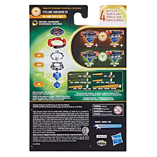 Pião com Lançador Beyblade Burst QuadDrive - Kit Inicial Cyclone Roktavor R7 - F4069 - Hasbro