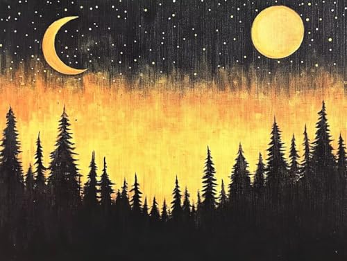 Pintar por números adultos bosque luna kit de pintura acrílica DIY 50x70cm con pinceles