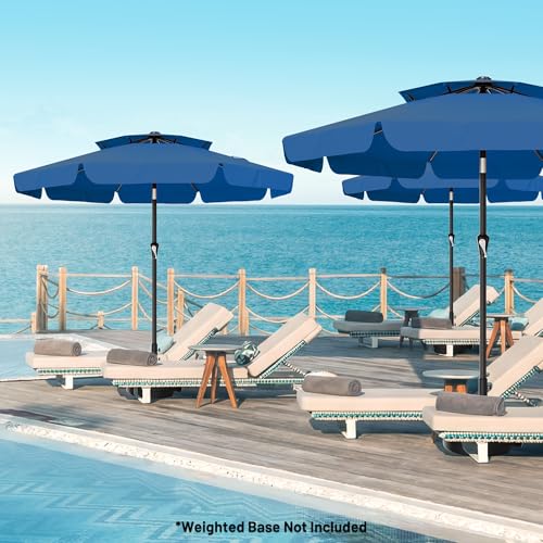 Image of AreShark 9ft 2-Tier Patio Umbrella with Valance - Outdoor Umbrella Waterproof UV Protection, Market Table Umbrella w /Push Button Tilt&Crank for Pool, Porch, Garden(Royal Blue)