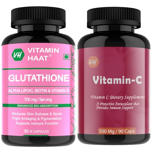 Image of Vitamin C Capsules for Immunity & Antioxidant Support by VitaminHaat (Vitamin C With Glutathione)