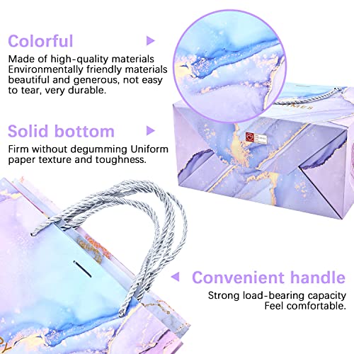Image of JMANNI Gift Bags, 3PCS Medium Size with Bow Ribbon, Portable Paper Gift Bag, Marble Pattern, for Any Occasion, Including Christmas, Wedding, Party, Mother's Day
