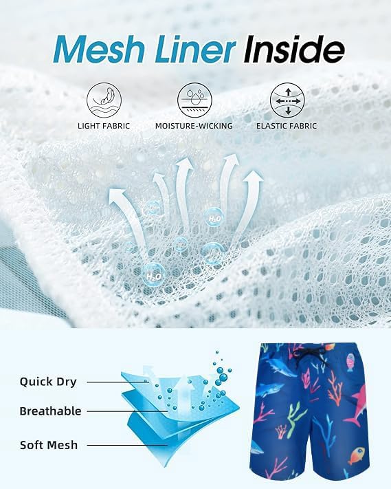 Men's Swim Trunks Hawaiian Bathing Mesh Lining Suit Swimsuits Beach Shorts with Pockets - Image 5