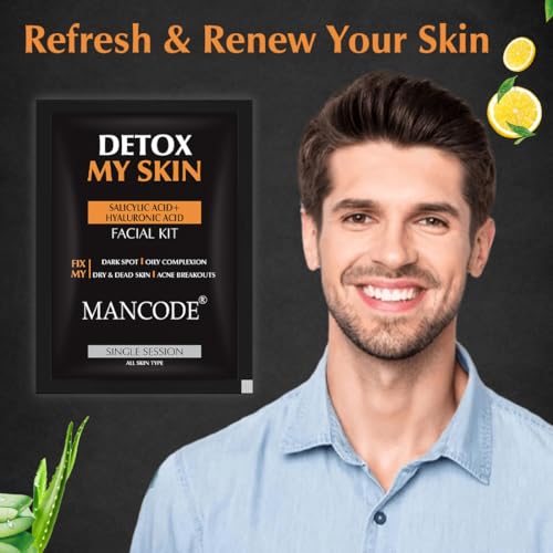 Image of Mancode Detox My Skin Facial Kit For Men | Salon-Like Glowing Skin In 6 Easy Steps | Improves Skin Texture | Instant Glow | Suitable For All Skin Types - 2 x 58 G (Pack of 2)