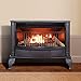 ProCom Ventless 25,000 BTU Space Saving Free Standing Dual Fuel Fireplace with Built In Thermostat Control Heats up to 1,100 Square Feet, Black