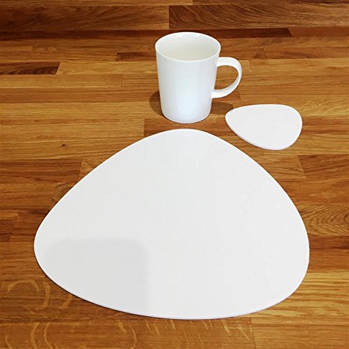 Super Cool Creations Pebble Placemat And Coaster Set, White - 8 Placemats and 8 Coaster - Standard