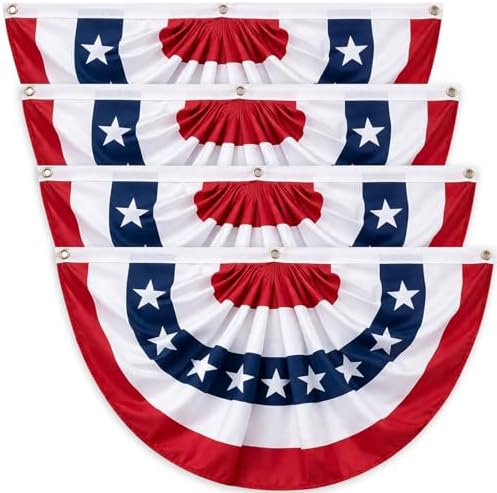 3x6 FT American Bunting Flags Outdoor, 4th of July Pleated Large ...
