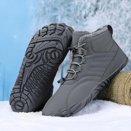 Barefoot Hiking Shoes Women Men Winter Warm Wide Toe Box Snow Boots Minimalist Zero Drop Outdoor Shoe Non Slip Soft Sole Sneakers Comfort Outdoor Ankle Booties Five Finger Sneakers Hike Walking Shoes2