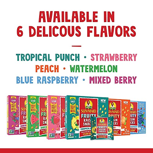Image of Sun-Maid Sour Mixed Berry Fruity Raisin Snacks - (200 Pack) 1.33 oz Pouches - Sour Mixed Berry Raisins - Dried Fruit Snack for Lunches and Snacks
