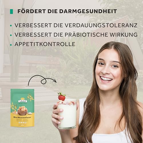 Akazienfaser Pulver Bio - 600g - 90% Ballaststoffe, ballaststoffe pulver aus akazienfasern Bio, Vegan & Keto, Glutenfrei, gummi arabicum pulver, fiber supplement