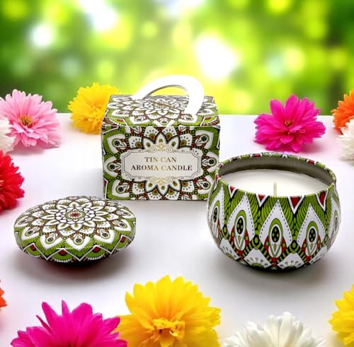 Image of Mandala Candle | Handcrafted Scented Wax Jar with Intricate Mandala Design | Spiritual Home Decor & Gift (Chakra Vibe Mandala)