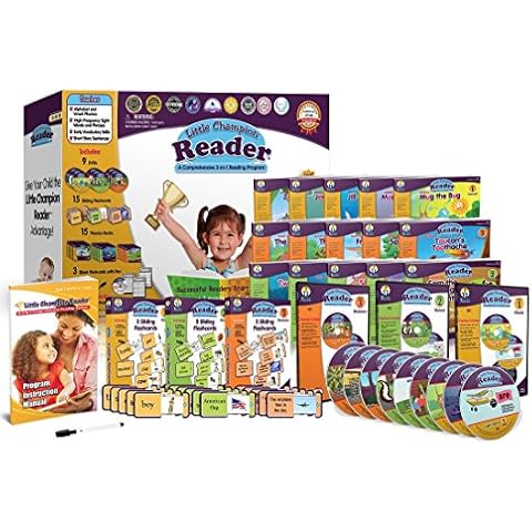Early Reading Program for Baby, Toddler, Preschool, Kindergarten- Alphabet, Vowel Phonics & 200+ Sight Words - Little Champion Reader 9 DVD, Flash Card, Book Kit Cover