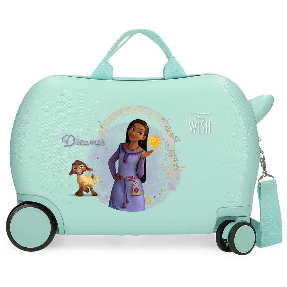 DisneyJoumma Disney Wish Dreamer Children's Suitcase Blue 45x31x20cm Hard Shell ABS 24.6L 1.8 kg 4 Wheels Hand Luggage, Blue, Children's Suitcase