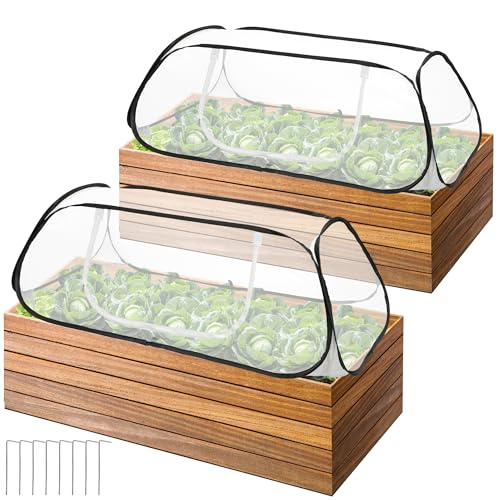 2 Pcs Pop Up Garden Rows Plant Cover, 46' x 22' x 16' Raised Garden Beds...