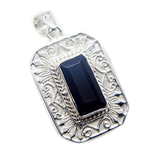 Charm onyx noir naturel pendentif fait main en argent 925 massif poinçonné