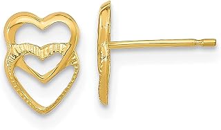 Brincos de ouro amarelo 14 k coração pino pino amor joias finas para mulheres presentes para ela, Cristal Ouro amarelo Silicone