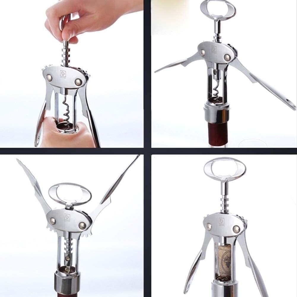 Multifunctional Corkscrew,Handheld Corkscrew,Household Kitchen Accessories Red Wine Beer Bottle Opener Stainless Steel Wing Corkscrew