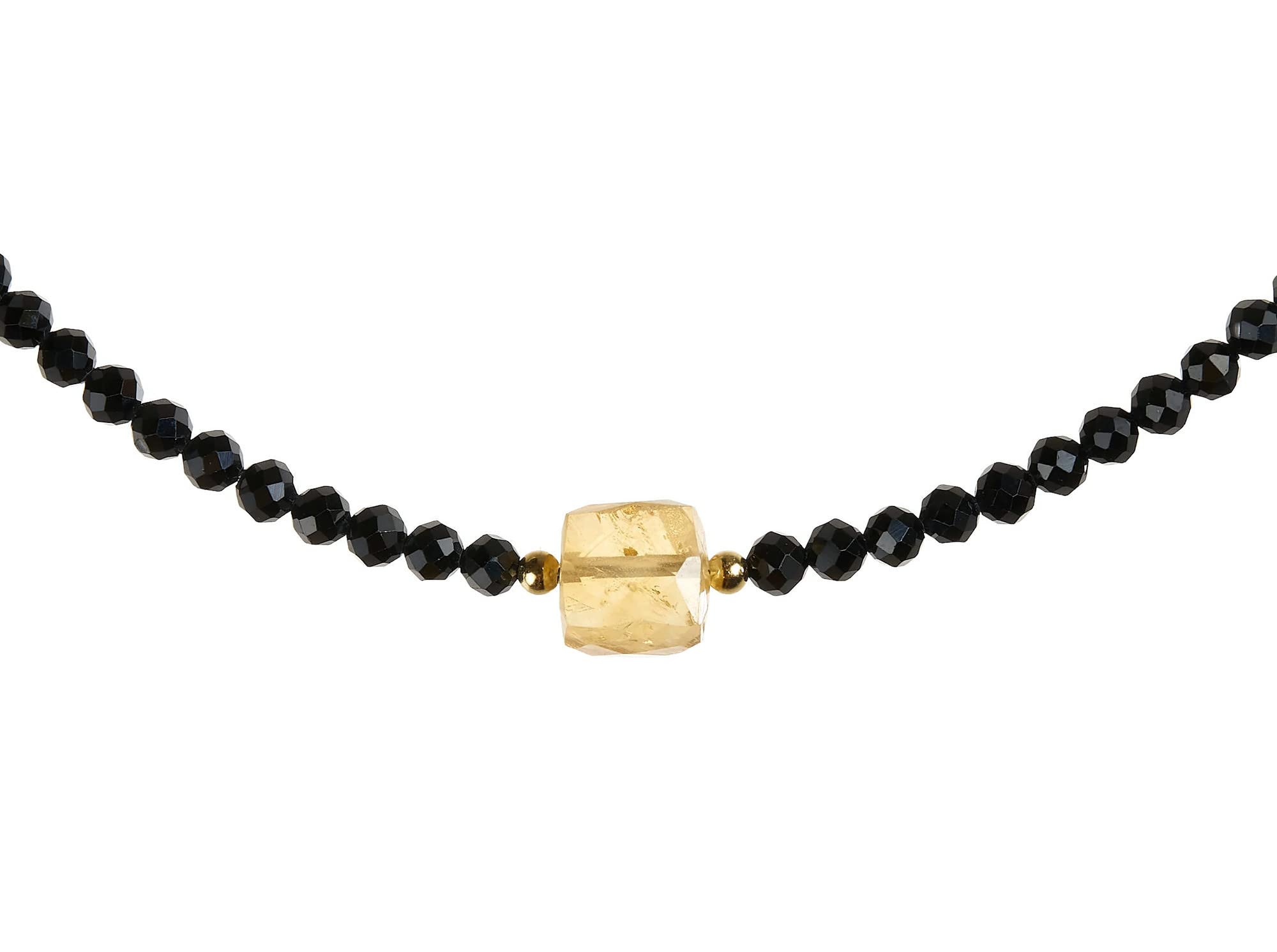 Spinell Kette mit Citrin - schwarze Halskette - 925 Silber vergoldet