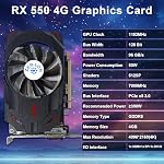 ZER-LON Radeon RX 550 4GB Carte graphique, GDDR5 128 Un peu PCIE 3.0 Jeu informatique Gpu, 1183MHz Carte vidéo avec HDMI/DP/DVI Soutien aux ports 4K
