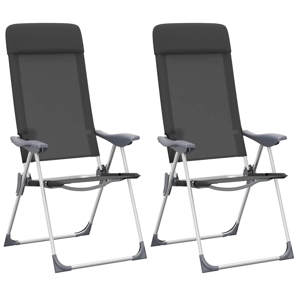 Klappbare Campingstühle 2 STK. Aluminium, 5-Fach verstellbare Strandstühle mit gepolsterter Kopfstütze, stabile Campingstühle bis 120 kg, leichte Klappstühle für Camping, Angeln