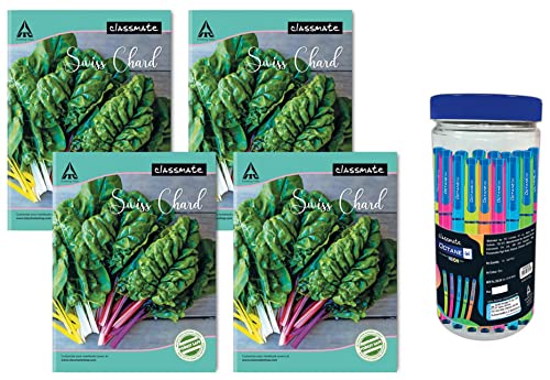 Image of Classmate Octane Neon- 25 Blue Gel Pens & Class Notes| Study At Home Essential Notebook - Single Line, 120 Page- Pack Of 4