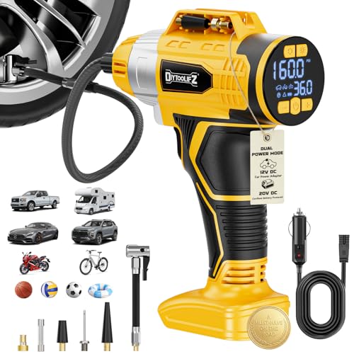Image of 2X Faster 160PSI Cordless Tire Inflator Compatible with Dewalt 20V Battery