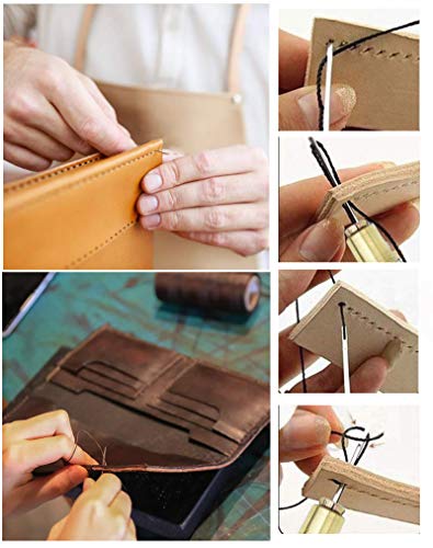 Set de 5 agujas para coser manual con hilo encerado y mango de cobre miniatura 6