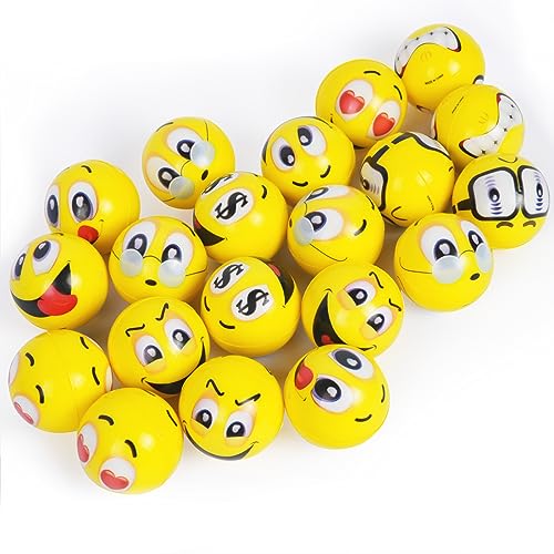 Ainiv Stress Bälle, 20 Stück Stressball, Antistressball für Erwachsene, Lächeln Gesicht Bälle, 4.5CM Schaum Stressabbau Bälle Stressabbau Spielzeug für Mitgebsel