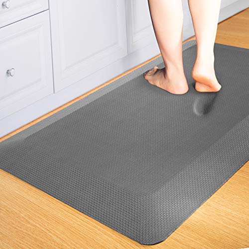 Anti Fatigue Mat Floor Kitchen Mat, FEATOL Standing Desk Mat Foam Cushioned Anti Fatigue Mats Comfort Standing Pad 9/10 Inch Thick (20" x 39", Gray)