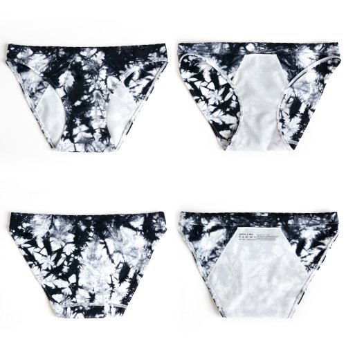 3 Pack Seamless Bikini Menstrual Period Panty Tie-Dyed (2 Black & 1 Pink) - Small / 2-4) #TOP2