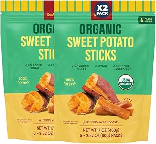 Organic Sweet Potato Sticks, Healthy Crispy Snack Made from Real Sweet Potatoes, Gluten-Free, Vegan & Non-GMO, 2.82 oz Bags (6 Count Each), 2 Pack