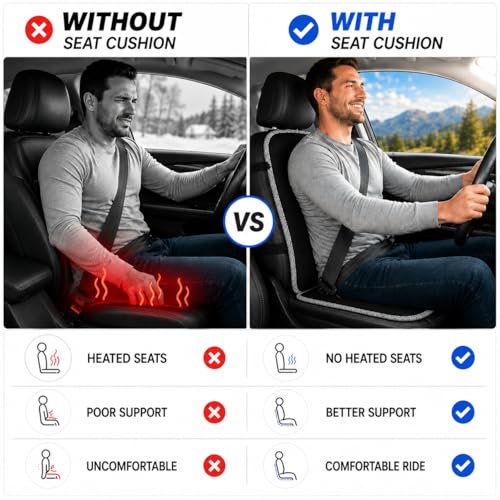 Image of AutokraftZ 2-in-1 UV-Resistant Car Seat Cover Mat, Breathable Anti-Slip Seat Protector Cushion Grey, Universal Fit Front & Bottom Seat Cover for Car, SUV & Truck with Multi Layer Padding for Comfort