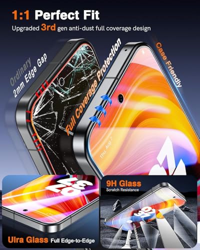 Image of LK TOP 9H+ Glass Google Pixel 10 Pro XL Screen Protector [1-Click Install] Auto-Dusting 0 Bubble, Pixel 10 Pro XL Tempered Glass [0.1s Fingerprint Unlock] Full Coverage HD Ultra,2 Pack