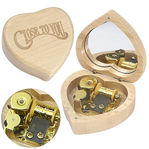 Softalk Solid Retro Heart-Shaped Music Box - Christmas, Birthday & Valentine's Day Gift for Boy/Girl Friends - Maple Box, Tune: Close To You