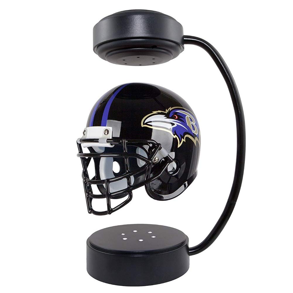 MCBEANNFL Baltimore Ravens Mini Hover Helmet for Sports Fans - Unique Decorative Item and Conversation Starter - 1/2 Scale, Levitating, LED Lighting, Rotating