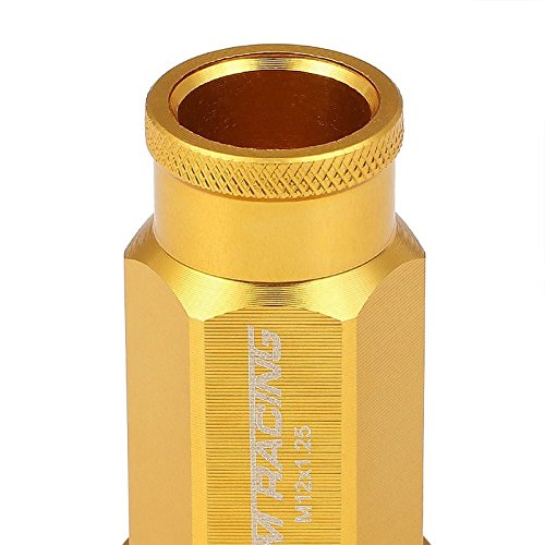 Gold Aluminum M12 x 1.25 25MM Diameter/50MM Height Open End Acorn Tuner 20 Piece Lug Nuts