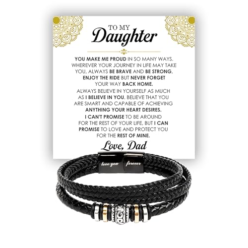 To My Daughter Bracelet, Braided Bracelet Gift Set For Daughter With Heartfelt Message & Elegant Box, Jewelry Gifts For Daughters On Birthday, Graduation, Chistmas