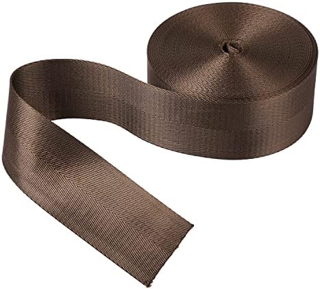 Devobunch 2”Heavy Duty Nylon Webbing 10 25 50 Yard - Nylon Strapping for Outdoor DIY Gear Repair, Durable Nylon Strapping for Indoor or Outdoor Gear, DIY Crafting, Repairing (Brown, 10 Yard)