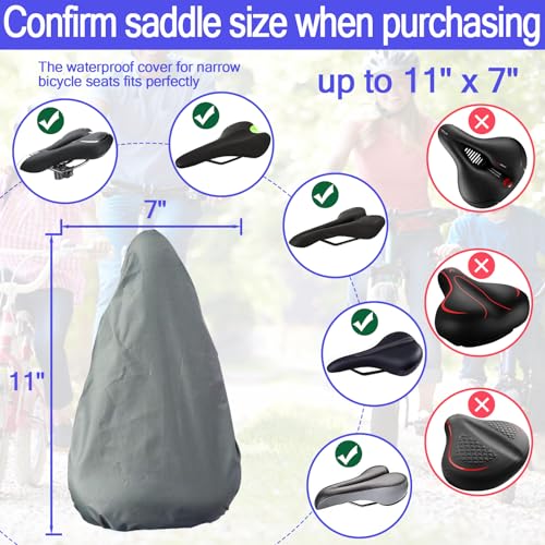Image of Waterproof Bicycle Seat Covers Dustproof Rainproof UV-Resistant and Windproof Easy to Install and Clean Reusable Suitable for Men's and Women's Mountain Bike and Narrow Seats(2pcs Gray)
