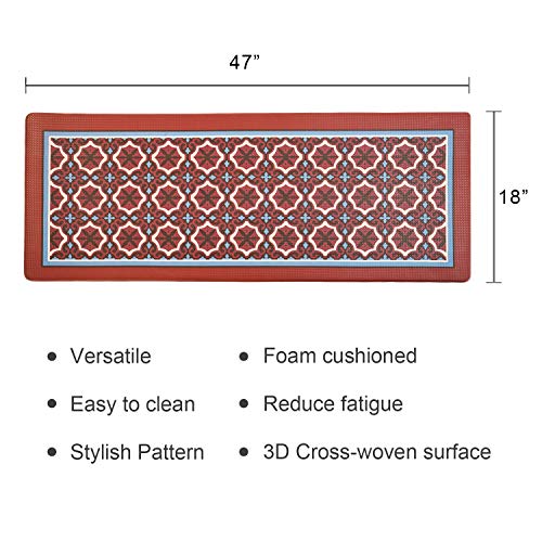 Farmhouse Kitchen Mats Cushioned Anti-Fatigue Comfort Mat for Home & Office Ergonomically Engineered Memory Foam Kitchen Rug Waterproof Non-Skid, 47\" by 18\"