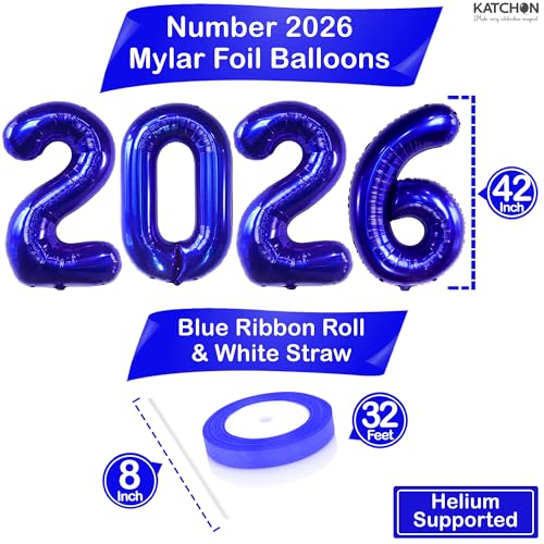 Image of Blue 2026 Balloons 42 Inch, Giant - Blue Graduation Decorations 2026, Foil Number 2026 Graduation Balloons Class of 2026 Decorations | Graduation Party Decorations | Prom Decorations 2026, Katchon