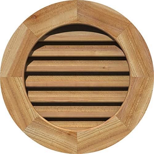 Ekena Millwork GVWRO14X1401RFUWR Unfinished, Functional, Rough Sawn Western Red Cedar with 1-Inch x 4-Inch Flat Trim Round Gable Vent 19-Inch x 19-Inch Frame Size, 14-Inch x 14-Inch Ekena Millwork GVWRO14X1401RFUWR Unfinished, Functional, Rough Sawn Western Red Cedar with 1-Inch x 4-Inch Flat Trim Round Gable Vent 19-Inch x 19-Inch Frame Size, 14-Inch x 14-Inch
