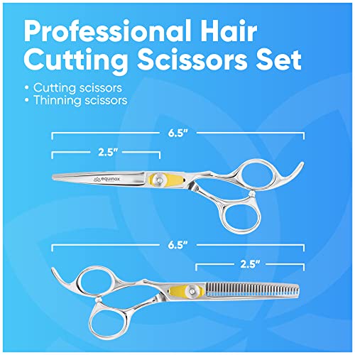 Image of Equinox Professional Razor Edge Series Hair Cutting Scissors Set - Barber Hair Cutting & Thinning Shears /Texturizing Scissors Set - 6.5 Inches Hair Cutting Scissors Kit for Men /Women /Kids /Salon & Home