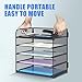 Supeasy 2 Pack 5-Tier Desk Organizer with Handle Mesh Desk File/Paper Organizer Letter Tray for Office, School and Home Easy Installation, Black
