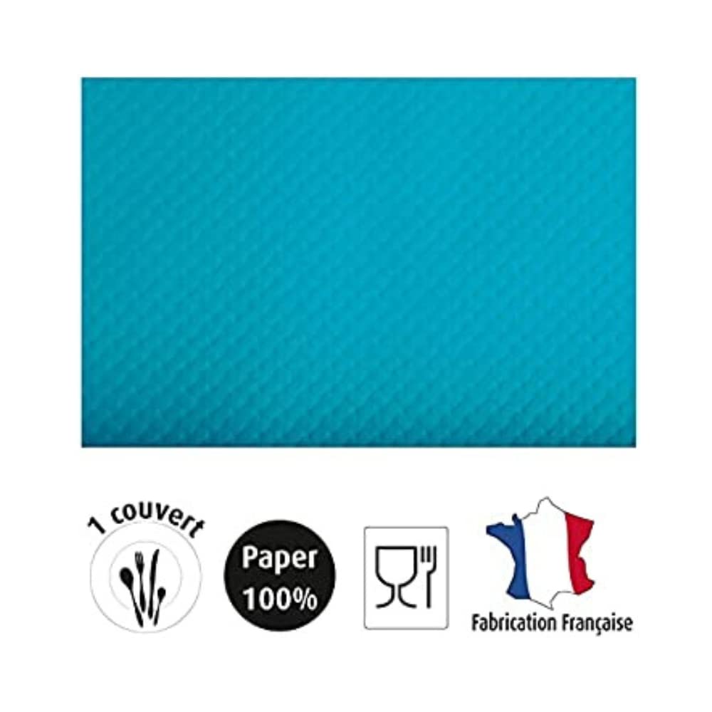 Mantel de color turquesa | Lote de 1000 juegos | Papel azul repujado repelente | 30 x 40 cm | Restaurante - Cervecería - Cafetería