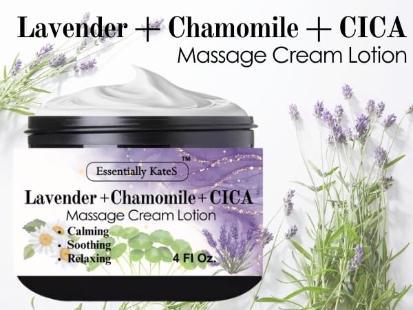 Image of Essentially KateS Lavender + Chamomile + CICA Cream Lotion 4 Fl Oz - Calming, Soothing, Relaxing, Hydrating.