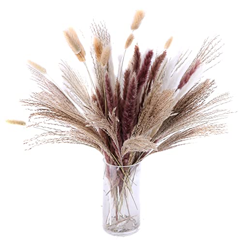 Uposao 60 Pezzi Decorazione Naturale Pampas Secca, 44cm Fiori Secchi per Composizioni Floreali Decorazioni per la Casa Bohémien Erba di Pampa Piante Decorative per Matrimonio, Camera da Letto