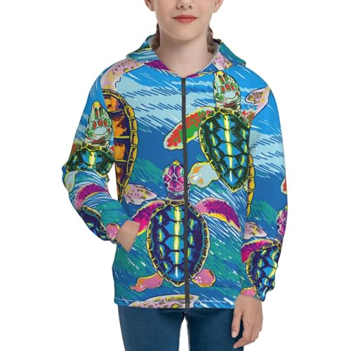 Little Sea Turtles Kids Pullover Hoodies Boys Zip Up Sweatshirts Girls Athletic Clothes with Pocket3